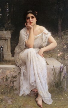 Meditation 1899 realistic girl portraits Charles Amable Lenoir Oil Paintings